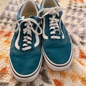 Vans Turquoise and White Lace-Up Sneakers